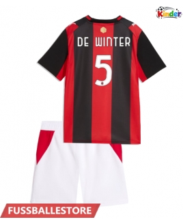 Günstige AC Milan Koni De Winter #5 Heimtrikotsatz Kinder 2026-27 Kurzarm (+ Kurze Hosen)